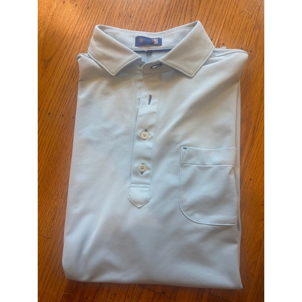 Stitch Golf Performance Polo Shirt Light Blue Pocket Men’s